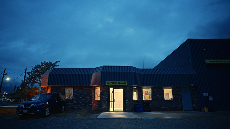 Jobsite Office at Night